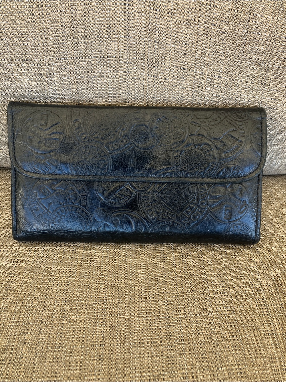 Embossed Black Leather Women's Clutch